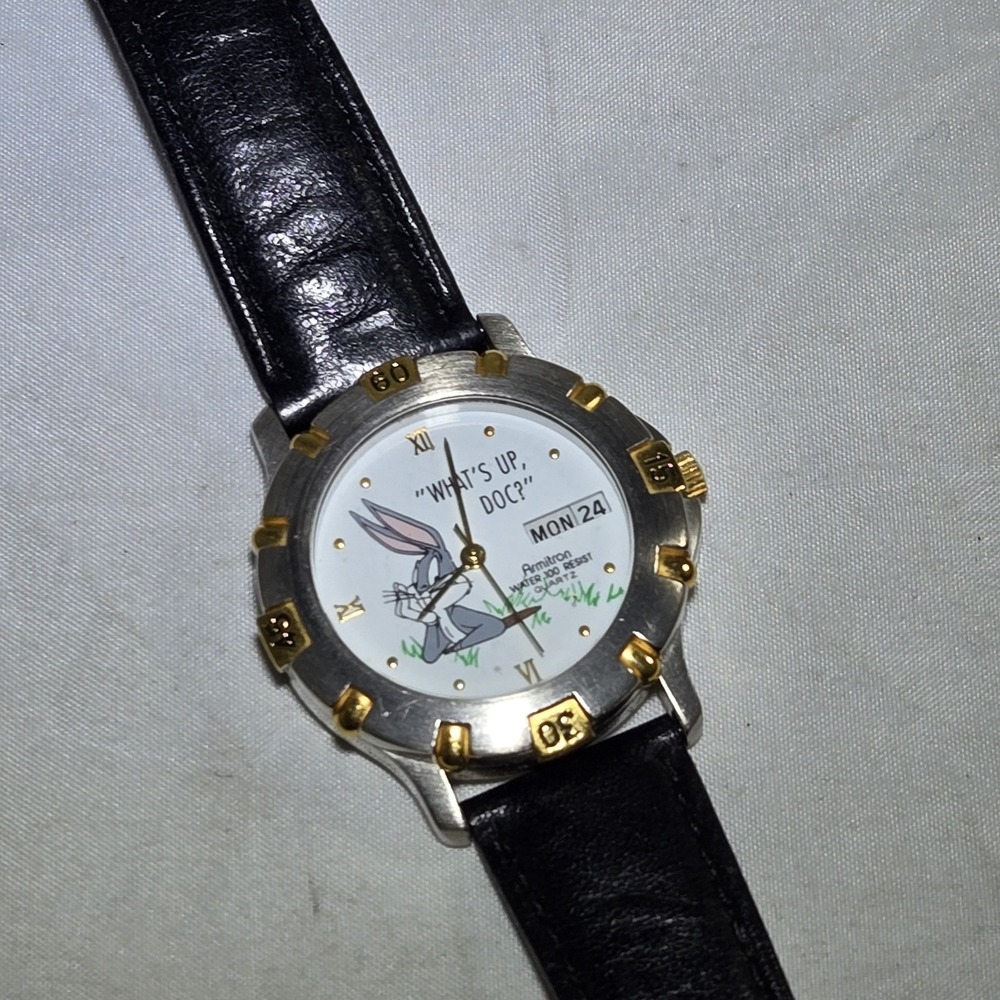 Vintage 1993 Armitron Bugs Bunny "What's Up Doc?" Warner Bros Quartz Watch